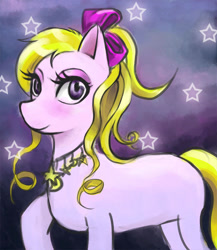 Size: 579x667 | Tagged: safe, artist:littleponyprincess, imported from derpibooru, oc, oc only, oc:lilu, pony, eyeshadow, female, looking at you, makeup, mare, pony princess, ponytail, solo