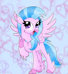 Size: 1280x1410 | Tagged: safe, artist:splashofsweet, imported from derpibooru, silverstream, classical hippogriff, hippogriff, cute, diastreamies, female, happy, heart eyes, jewelry, necklace, open mouth, solo, spread wings, wingding eyes, wings