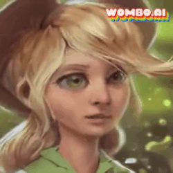 Size: 256x256 | Tagged: safe, artist:assasinmonkey, edit, imported from derpibooru, applejack, human, equestria girls, animated, bust, clothes, cowboy hat, equestria girls outfit, freckles, green, hat, machine learning abomination, messy hair, realistic, solo, sound, stetson, uncanny valley, webm, woman, wombo.ai