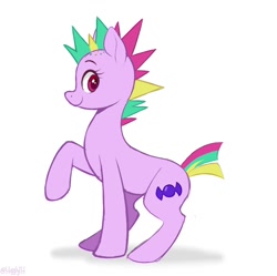 Size: 1088x1084 | Tagged: safe, artist:higgly-chan, imported from derpibooru, sugar pulse, earth pony, pony, it isn't the mane thing about you, background pony, candy sweets, female, huckleberry taffy, looking at you, mare, mohawk, mohawks for everypony, smiling, solo, unnamed character, unnamed pony