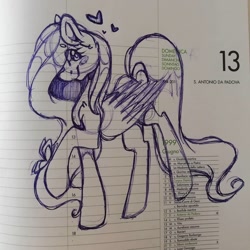 Size: 1080x1080 | Tagged: safe, artist:tessa_key_, imported from derpibooru, fluttershy, butterfly, pegasus, pony, eyelashes, female, heart, lineart, mare, raised hoof, smiling, solo, traditional art, wings