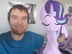 Size: 2640x1980 | Tagged: safe, artist:brandonthebronypony, imported from derpibooru, starlight glimmer, oc, oc:brandon, pony, canon x irl human, canon x oc, comments locked down, irl, photo, photoshop, ponies in real life, selfie, wat