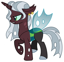 Size: 1280x1230 | Tagged: safe, artist:princess-kitsune-tsu, artist:venomous-cookietwt, imported from derpibooru, oc, oc only, hybrid, pony, base used, female, interspecies offspring, offspring, parent:lord tirek, parent:queen chrysalis, parents:chrystirek, simple background, solo, transparent background