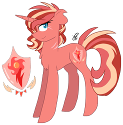 Size: 1591x1616 | Tagged: safe, artist:gallantserver, imported from derpibooru, oc, oc only, oc:cherry bomb, pony, unicorn, female, magical lesbian spawn, mare, offspring, parent:sunset shimmer, parent:tempest shadow, parents:tempestshimmer, solo