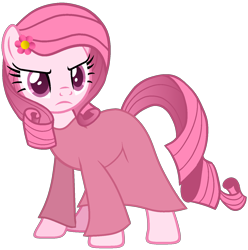 Size: 1366x1379 | Tagged: safe, alternate version, artist:muhammad yunus, artist:tanahgrogot, imported from derpibooru, oc, oc only, oc:annisa trihapsari, earth pony, pony, base used, clothes, earth pony oc, female, flower, mare, not rarity, pink body, pink hair, simple background, solo, transparent background, unamused, vector