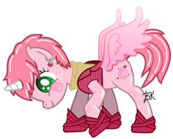 Size: 800x644 | Tagged: artist needed, safe, artist:muhammad yunus, artist:tanahgrogot, imported from derpibooru, alicorn, pony, pony creator, 2011, aelita schaeffer, clothes, code lyoko, crossover, cute, cutie mark, ear piercing, female, food, g1, g1 to g4, g1betes, g4, generation leap, mare, piercing, ponified, shoes, smiling, solo, strawberry, xana