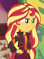 Size: 734x980 | Tagged: safe, imported from derpibooru, screencap, sunset shimmer, equestria girls, equestria girls series, sunset's backstage pass!, spoiler:eqg series (season 2), cropped, solo