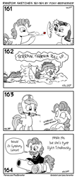 Size: 1320x3035 | Tagged: safe, artist:pony-berserker, imported from derpibooru, nurse redheart, pinkie pie, rainbow dash, rarity, earth pony, pegasus, pony, unicorn, blowing a kiss, crash, female, lesbian, monochrome, mouth hold, party cannon, pyotr ilyich tchaikovsky, rainbow crash, raripie, shipping, shipping denied, syringe