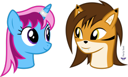 Size: 6639x4000 | Tagged: safe, artist:parclytaxel, imported from derpibooru, oc, oc only, oc:parcly taxel, oc:tori taxel, alicorn, big cat, pony, tiger, .svg available, absurd resolution, detachable head, eye contact, female, furry, head, head only, looking at each other, mare, modular, non-mlp oc, simple background, smiling, transparent background, vector