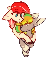 Size: 1620x1969 | Tagged: safe, artist:raya, imported from derpibooru, oc, oc only, oc:making amends, oc:odd inks, pegasus, pony, duo, floppy ears, hug, simple background, transparent background
