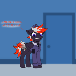 Size: 1280x1280 | Tagged: safe, artist:askavrobishop, imported from derpibooru, oc, oc:bishop, pegasus, comic:askavrobishop, airfield, clothes, feathered wings, female, flight suit, goggles, locker room, lockers, mare, solo, uniform, wings