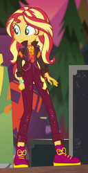 Size: 482x940 | Tagged: safe, imported from derpibooru, screencap, sunset shimmer, equestria girls, equestria girls series, sunset's backstage pass!, spoiler:eqg series (season 2), cropped, female, geode of empathy, magical geodes, music festival outfit, solo