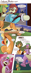 Size: 1300x3033 | Tagged: safe, artist:saturdaymorningproj, imported from derpibooru, applejack, spike, dragon, earth pony, comic:indecent blushes, 2021, blushing, comic, running, steam