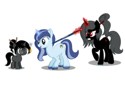 Size: 1280x906 | Tagged: safe, artist:tenderrain-art, artist:tenderrain46, imported from derpibooru, oc, oc only, oc:ebony darkness, oc:shadow dancer, oc:spiral swirl, pony, unicorn, female, filly, hypnosis, hypnotized, katana, magic, mare, pocket watch, rage, simple background, swirly eyes, sword, transparent background, weapon