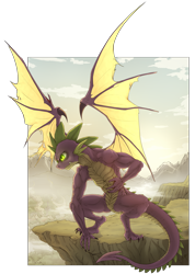 Size: 2700x3800 | Tagged: safe, artist:zetamad, imported from derpibooru, spike, dragon, older, older spike, simple background, solo, transparent background, winged spike, wings