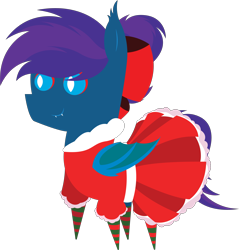 Size: 5795x6073 | Tagged: safe, artist:tikibat, derpibooru exclusive, imported from derpibooru, oc, oc only, oc:stardust, oc:stardust(cosmiceclipse), bat pony, pony, bat pony oc, bat wings, bow, christmas, clothes, crossdressing, dress, ear fluff, fangs, frilly dress, hair bow, holiday, male, membranous wings, simple background, slit eyes, slit pupils, socks, solo, stallion, striped socks, transparent background, wings