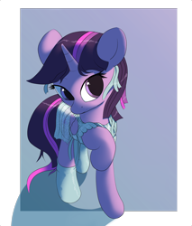 Size: 1600x1876 | Tagged: safe, artist:vultraz, twilight sparkle, alicorn, pony, clothes, dress, female, looking at you, simple background, solo