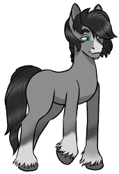 Size: 818x1197 | Tagged: safe, artist:korenav, oc, oc only, oc:buck, earth pony, pony, black mane, blank flank, blaze (coat marking), earth pony oc, green eyes, male, simple background, solo, stallion, transparent background, unshorn fetlocks