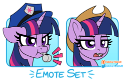 Size: 1112x714 | Tagged: safe, artist:sickly-sour, imported from derpibooru, twilight sparkle, pony, cowboy hat, emotes, female, hat, mare, police uniform, simple background, solo, stetson, transparent background, whistle