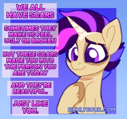Size: 1440x1348 | Tagged: safe, artist:sickly-sour, imported from derpibooru, oc, oc only, oc:technicolor, pony, unicorn, motivational, solo, text