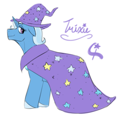 Size: 1188x1116 | Tagged: safe, artist:wolfwwolf, imported from derpibooru, trixie, cape, clothes, female, hat, mare, simple background, stars, white background