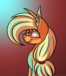 Size: 2600x3000 | Tagged: safe, artist:chipwanderer, imported from derpibooru, applejack, earth pony, pony, blushing, female, gradient background, high res, mare, solo