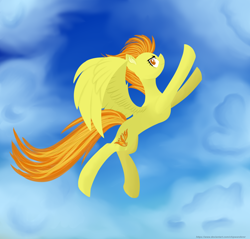 Size: 3140x3000 | Tagged: safe, artist:chipwanderer, imported from derpibooru, spitfire, pegasus, pony, cloud, female, high res, looking at you, mare, sky, solo, wings