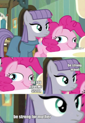 Size: 654x943 | Tagged: safe, edit, edited screencap, editor:maonyman, imported from derpibooru, screencap, maud pie, pinkie pie, earth pony, pony, maud pie (episode), season 4, all new, caption, close-up, collage, derp, female, great moments in animation, image macro, joke, mare, meme, pinkie pie is best facemaker, ponified, ponified meme, ponk, smear frame, text