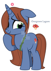 Size: 1280x1788 | Tagged: safe, artist:hate-love12, imported from derpibooru, oc, oc only, oc:overgrown lagoon, pony, unicorn, deviantart stamp, female, floppy ears, mare, simple background, solo, transparent background