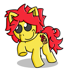 Size: 1005x1072 | Tagged: safe, artist:lowfrantico, imported from derpibooru, earth pony, pony, colt, fireman (character), jerma985, male, ponified, simple background, solo, white background