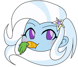Size: 740x640 | Tagged: safe, alternate version, artist:batipin, imported from derpibooru, part of a set, trixie, equestria girls, carrot, cute, diatrixes, food, head only, simple background, solo, transparent background