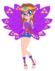 Size: 516x668 | Tagged: safe, artist:cookiechans2, artist:user15432, imported from derpibooru, fairy, human, hylian, equestria girls, arcanix, barefoot, barely eqg related, base used, clothes, crossover, crown, ear piercing, earring, equestria girls style, equestria girls-ified, fairy wings, fairyized, feet, fingerless gloves, gloves, jewelry, nintendo, piercing, princess zelda, purple dress, purple wings, rainbow s.r.l, regalia, solo, the legend of zelda, triforce, wings, winx, winx club, winxified