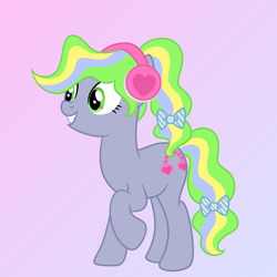 Size: 1700x1700 | Tagged: safe, artist:katelynleeann42, imported from derpibooru, oc, oc only, oc:static pop, earth pony, pony, female, headphones, mare, solo