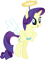 Size: 3000x4005 | Tagged: safe, artist:cloudy glow, artist:cloudyglow, imported from derpibooru, rarity, pony, the saddle row review, angel rarity, fake wings, haylo, simple background, solo, transparent background, vector