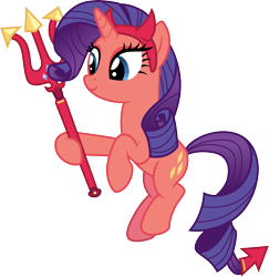 Size: 3000x3092 | Tagged: safe, artist:cloudy glow, artist:cloudyglow, imported from derpibooru, rarity, pony, the saddle row review, devil rarity, pitchfork, simple background, solo, transparent background, vector
