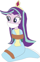 Size: 466x712 | Tagged: safe, artist:caido58, imported from derpibooru, starlight glimmer, human, equestria girls, arm behind back, bondage, bound and gagged, crown, gag, humanized, jewelry, kneeling, regalia, rope, rope bondage, simple background, solo, tied up, transparent background