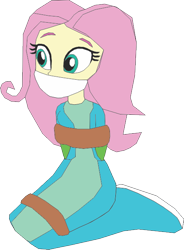 Size: 472x640 | Tagged: safe, artist:caido58, imported from derpibooru, fluttershy, human, equestria girls, arm behind back, bondage, bound and gagged, gag, humanized, kneeling, rope, rope bondage, simple background, solo, tied up, transparent background