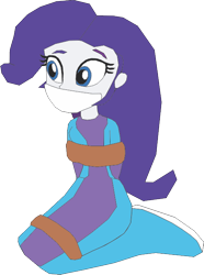 Size: 492x660 | Tagged: safe, artist:caido58, imported from derpibooru, rarity, human, equestria girls, arm behind back, bondage, bound and gagged, gag, humanized, kneeling, rope, rope bondage, simple background, solo, tied up, transparent background