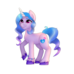 Size: 1000x1000 | Tagged: safe, artist:ittybittybiters, imported from derpibooru, izzy moonbow, pony, unicorn, bracelet, female, g5, jewelry, raised hoof, simple background, smiling, solo, transparent background