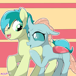 Size: 1024x1024 | Tagged: safe, artist:organizednubmarilyn, imported from derpibooru, ocellus, sandbar, changedling, changeling, earth pony, pony, female, male