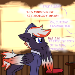 Size: 540x540 | Tagged: safe, artist:askavrobishop, imported from derpibooru, oc, oc:bishop, oc:circy, oc:sky glow, pegasus, comic:askavrobishop, clothes, feathered wings, female, mare, uniform, wings