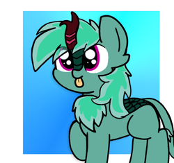 Size: 850x800 | Tagged: safe, artist:two2sleepy, imported from derpibooru, oc, oc only, oc:ice wisp, kirin, :p, chest fluff, eye clipping through hair, solo, tongue out