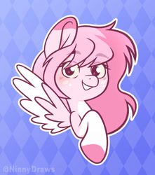 Size: 1582x1790 | Tagged: safe, artist:ninnydraws, imported from derpibooru, oc, oc only, pegasus, pony, blushing, looking at you, smiling, solo, spread wings, wings