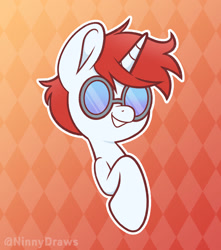 Size: 1582x1790 | Tagged: safe, artist:ninnydraws, imported from derpibooru, oc, oc only, pony, unicorn, looking at you, smiling, solo, sunglasses
