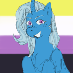 Size: 640x640 | Tagged: safe, artist:trixielulawoof, imported from derpibooru, trixie, pony, unicorn, female, nonbinary pride flag, pride, pride flag, solo