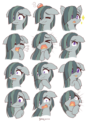 Size: 2800x3800 | Tagged: safe, artist:symbianl, imported from derpibooru, marble pie, earth pony, pony, adorable distress, crying, cute, cute little fangs, expressions, eyes closed, fangs, female, floppy ears, head lump, lump, marblebetes, mare, simple background, solo, symbianl is trying to murder us, telegram sticker, weapons-grade cute, white background