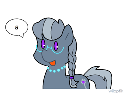 Size: 924x693 | Tagged: safe, artist:wiloptik, imported from derpibooru, silver spoon, pony, glasses, jewelry, necklace, open mouth, pearl necklace, solo, speech bubble