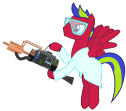 Size: 3600x3200 | Tagged: safe, artist:lightning_musicwave, imported from derpibooru, oc, oc:lightning musicwave, pegasus, pony, clothes, crossover, half-life, lab coat, male, simple background, solo, stallion, tau cannon, transparent background