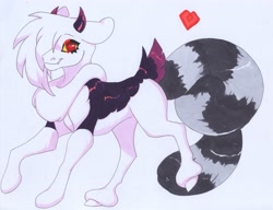 Size: 3871x2968 | Tagged: safe, artist:frozensoulpony, imported from derpibooru, oc, oc only, oc:chiaroscuro, hybrid, female, interspecies offspring, offspring, parent:discord, parent:rarity, parents:raricord, solo, traditional art