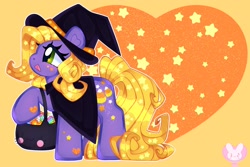 Size: 3000x2000 | Tagged: safe, artist:bunxl, imported from derpibooru, abra-ca-dabra, earth pony, pony, bag, candy, cape, clothes, food, g3, hat, smiling, solo, witch hat